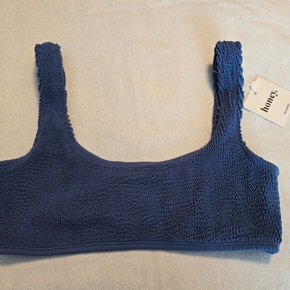 Honey Swim Luxe M Medium Cobalt Blue Bikini Top NWT NEW SO SOFT! Bright Ribbed. - Picture 5 of 15